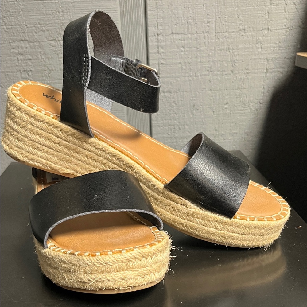 Elegant Black Espadrille Wedge Sandals